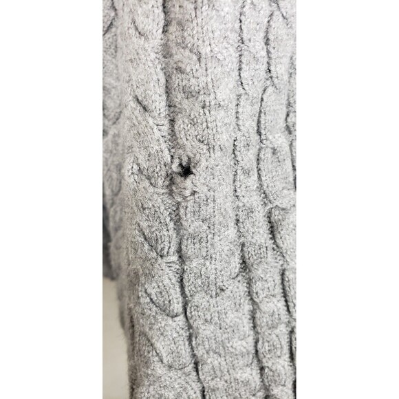 EVOLUTION BY CYRUS Sweater Cable Knit Asymmetric Hem L Gray Fisherman Cozy Warm - Picture 6 of 7